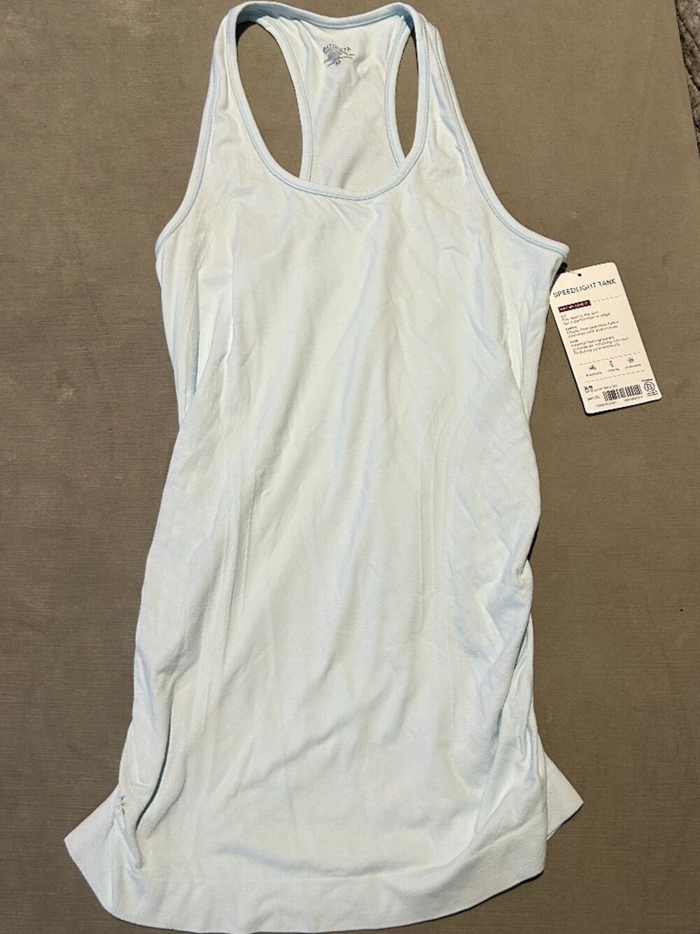 NWT ATHLETA Light Blue Speedlight Seamless Ruched Racerback Tank XS